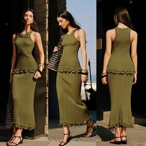 Olive Knit Tank & Maxi Skirt Set